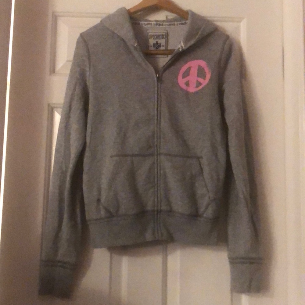 Gray and Pink Zip-Up Jacket